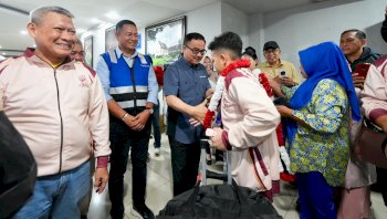 Sekda Sulsel Sambut Kepulangan Kontingen Juara Umum Kejurnas Karate-Do Gojukai
