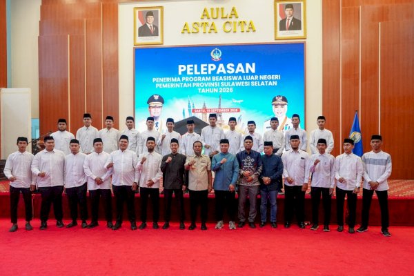 Gubernur Sulsel Lepas 28 Penerima Beasiswa Luar Negeri 2026