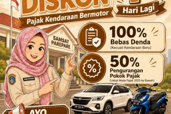 Bebas Denda, Pokok Pajak Dipangkas, Program Samsat Parepare Berakhir 30 Juni