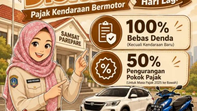 Bebas Denda, Pokok Pajak Dipangkas, Program Samsat Parepare Berakhir 30 Juni