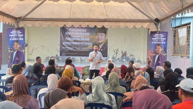 Legislator Fraksi NasDem DPRD Sulawesi Selatan, Andre Prasetyo Tanta (APT), menggelar kegiatan pengawasan APBD di Kelurahan Mappala.