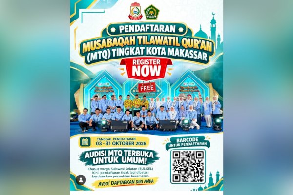 Kesra Makassar Buka Pendaftar Audisi MTQ 2026, Peserta se-Sulsel Bisa Ikut Gratis