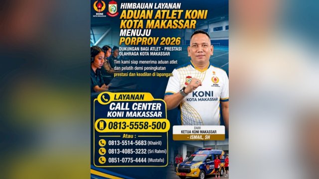 KONI Makassar membuka layanan pengaduan bagi atlet dan pelatih menjelang Pekan Olahraga Provinsi (Porprov) Sulawesi Selatan 2026.