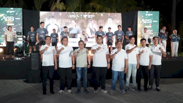 Ketua PBPI Makassar, Andi Odhika Cakra Satriawan saat menghadiri peluncuran tim dan jersey AAS Padel Team 2026 di eks Hotel Pantai Gapura Makassar.