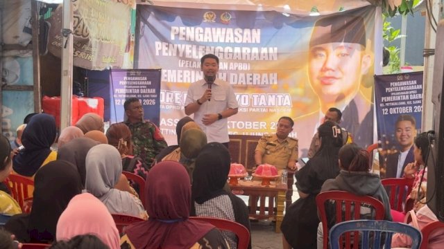 Ketua Komisi C DPRD Sulawesi Selatan dari Fraksi NasDem, Andre Prasetyo Tanta, menggelar pengawasan APBD Sulsel di Kelurahan Patingalloang, Kecamatan Ujung Tanah, Makassar.