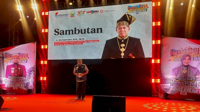 Kepala Dinas Pemuda dan Olahraga (Dispora) Sulawesi Selatan, H. Suherman, saat menutup Pekan Raya Pemuda Sulsel dan Tudang Sipukung 2026.