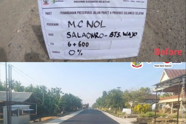 Ruas Jalan Salaonro Soppeng-Batas Wajo Kini Mulus Berkat Program MYP Pemprov Sulsel